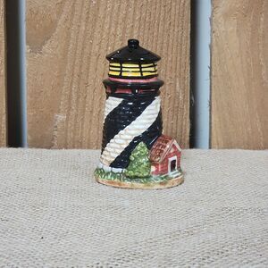 Lighthouse Salt Or Pepper Shaker Single Black White Spiral Chips